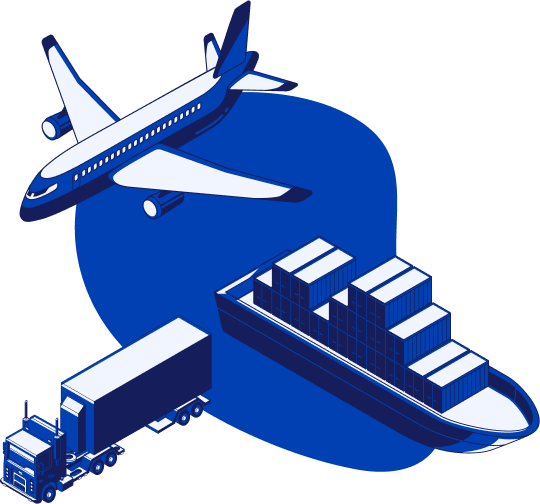 Plane Truck and ship Cargo Illustration